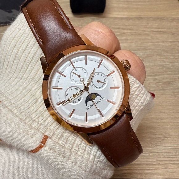 Filippo Loreti men’s watch Venice moonphase Roségold leather - Picture 8 of 16